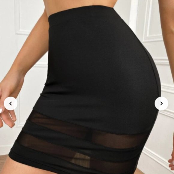 Contrast Mesh Body con skirt (NWOT) - Picture 2 of 3